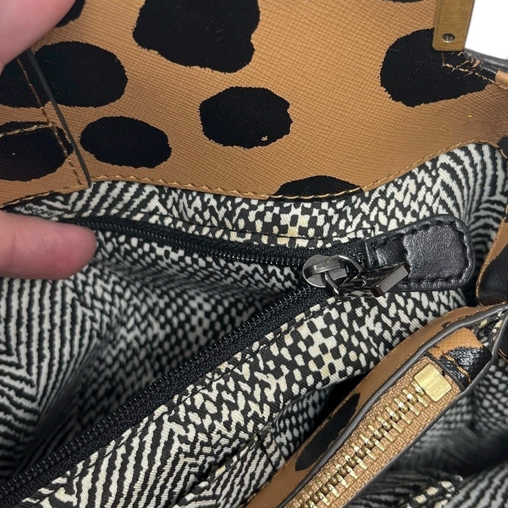 Rebecca Minkoff Small Amorous Satchel Tan Black Polka Dot Leather Handbag - Picture 13 of 16